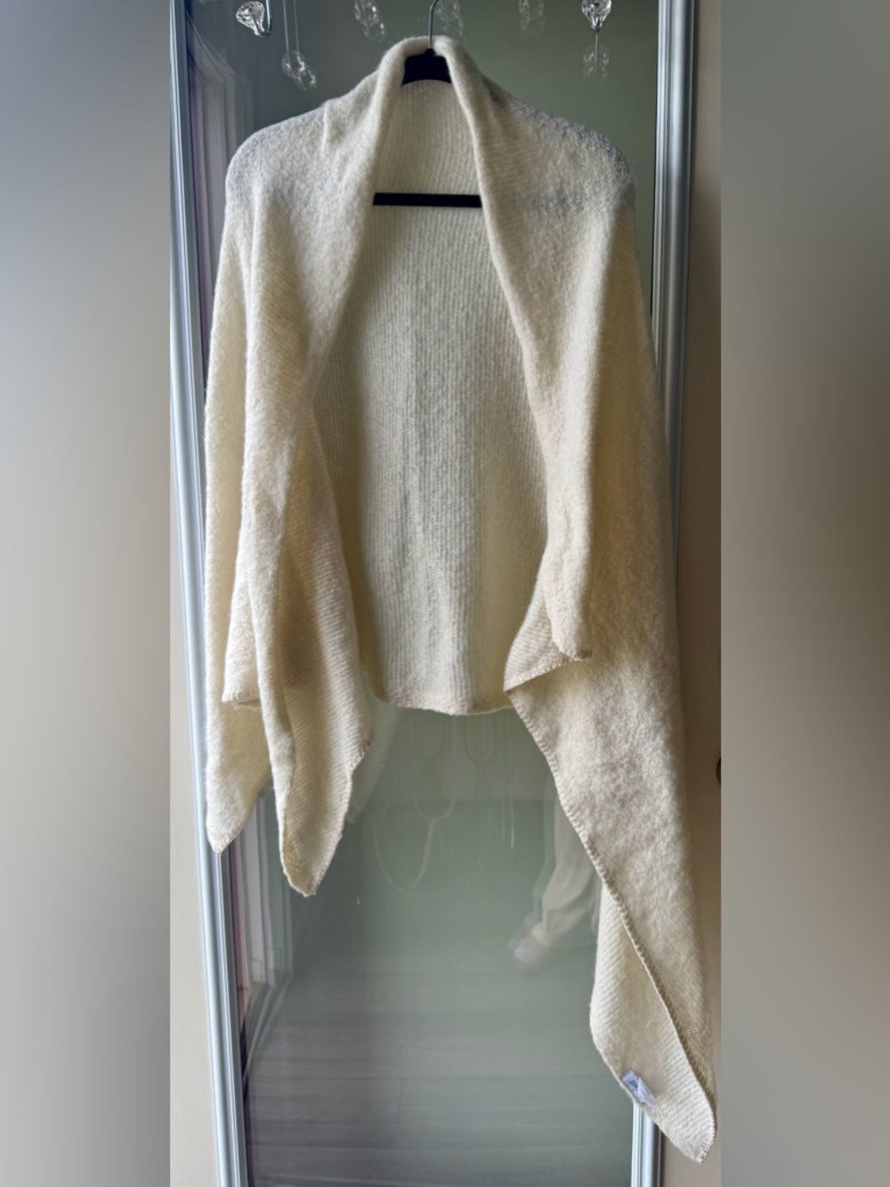 Nine West Cream Open Drape Knit Poncho
